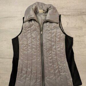 Zenergy Chico's Puffer Vest Womens 0 Gray Black Full Zip Sleeveless Jacket Coat